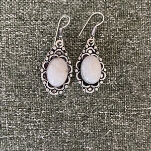 Elegant Silver and White Teardrop Earrings